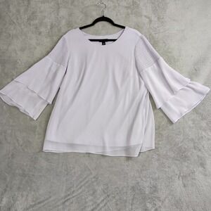 Studio Womens XL Blouse Lilac 2 Tier Sleeve Fairycore Popover Crepe Chiffon